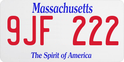 MA license plate 9JF222
