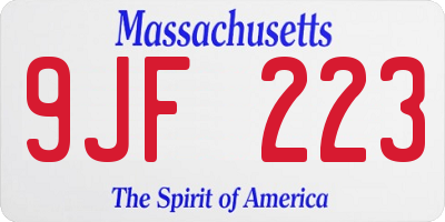 MA license plate 9JF223