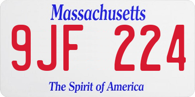 MA license plate 9JF224