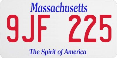 MA license plate 9JF225