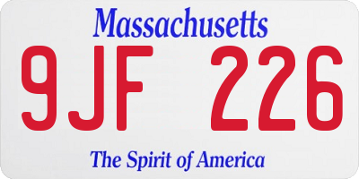 MA license plate 9JF226