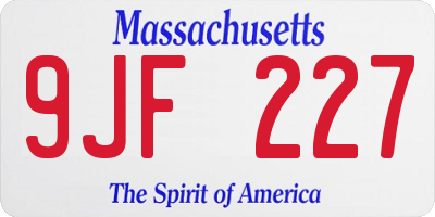 MA license plate 9JF227
