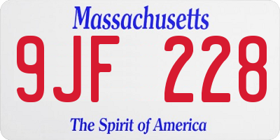 MA license plate 9JF228