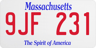 MA license plate 9JF231