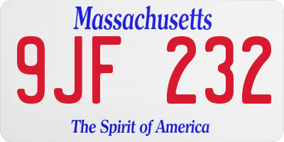 MA license plate 9JF232