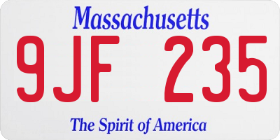 MA license plate 9JF235