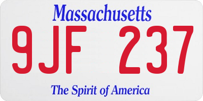 MA license plate 9JF237