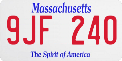 MA license plate 9JF240