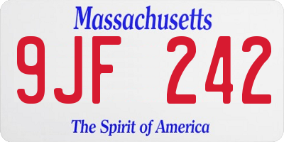 MA license plate 9JF242