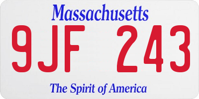 MA license plate 9JF243
