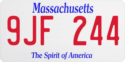 MA license plate 9JF244