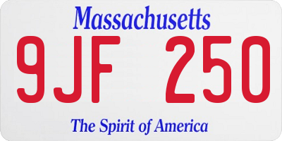 MA license plate 9JF250