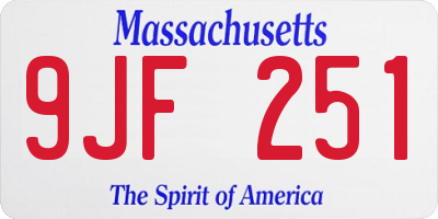 MA license plate 9JF251