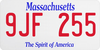 MA license plate 9JF255