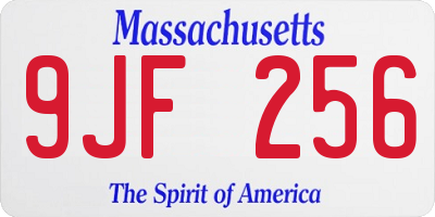 MA license plate 9JF256