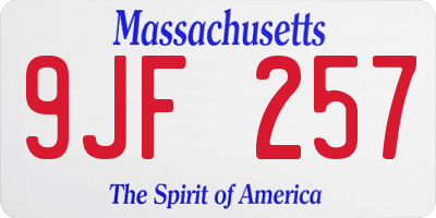 MA license plate 9JF257