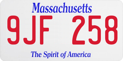MA license plate 9JF258