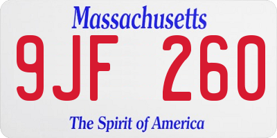 MA license plate 9JF260