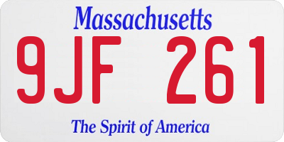 MA license plate 9JF261