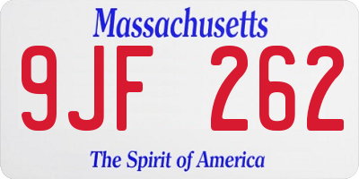 MA license plate 9JF262