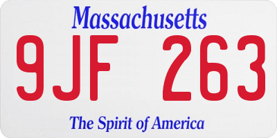 MA license plate 9JF263