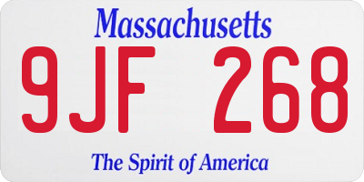 MA license plate 9JF268