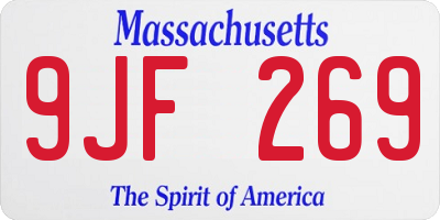 MA license plate 9JF269