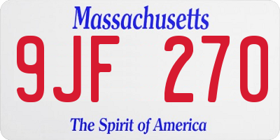 MA license plate 9JF270