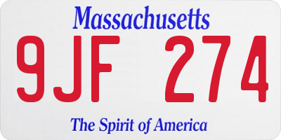 MA license plate 9JF274