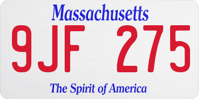 MA license plate 9JF275