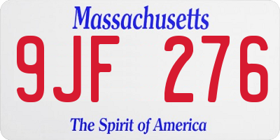 MA license plate 9JF276