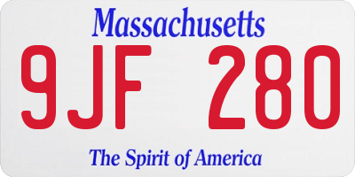 MA license plate 9JF280