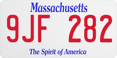 MA license plate 9JF282