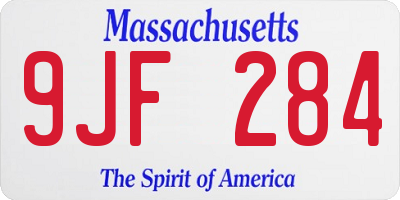 MA license plate 9JF284