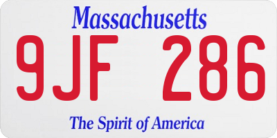 MA license plate 9JF286