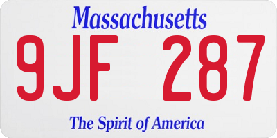 MA license plate 9JF287