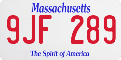 MA license plate 9JF289