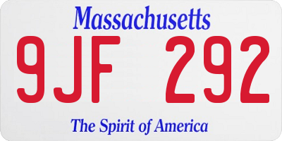 MA license plate 9JF292