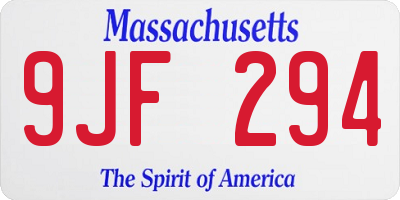 MA license plate 9JF294