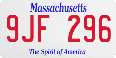MA license plate 9JF296