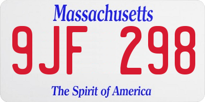 MA license plate 9JF298