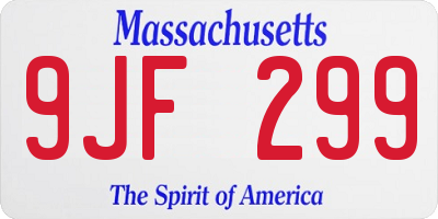 MA license plate 9JF299