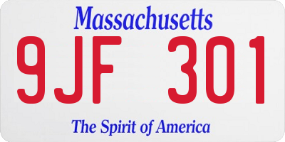 MA license plate 9JF301