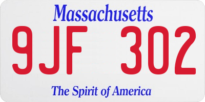 MA license plate 9JF302