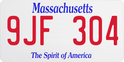 MA license plate 9JF304