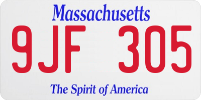 MA license plate 9JF305