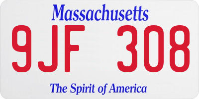 MA license plate 9JF308
