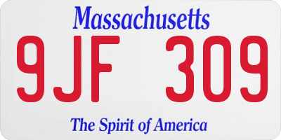 MA license plate 9JF309
