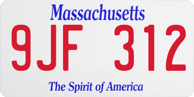 MA license plate 9JF312