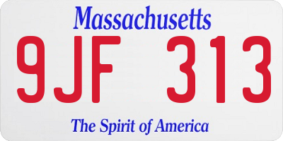 MA license plate 9JF313